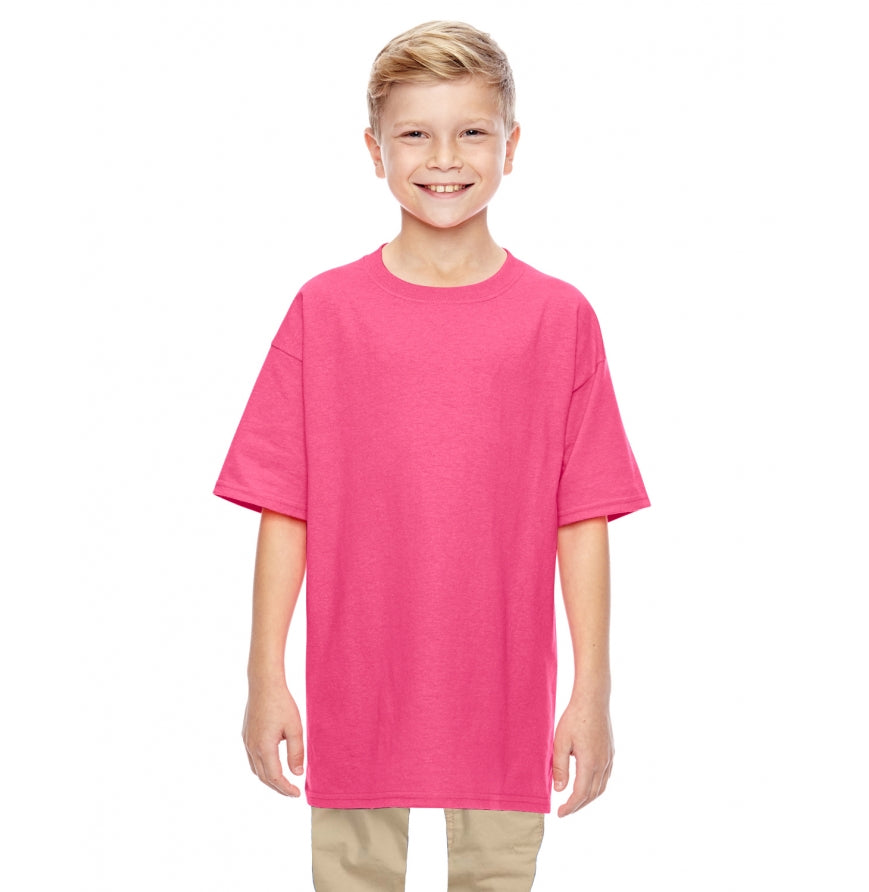 Gildan G500B youth t-shirt in Safety Pink